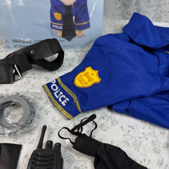 NEW Dog L Police Pet Costume Shirt Hat Handcuffs Walkie Talkie Pouch Belt - Picture 6 of 8